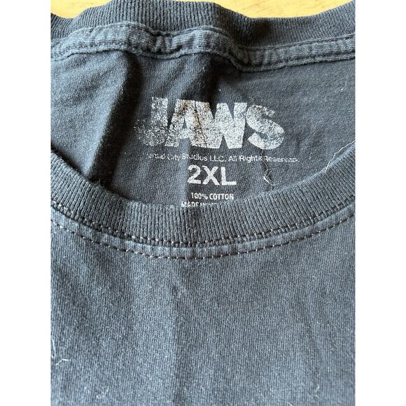 JAWS T Shirt Mens 2XL Original Movie 70s Horror Shark Jaws Black Logo Top - Picture 3 of 6
